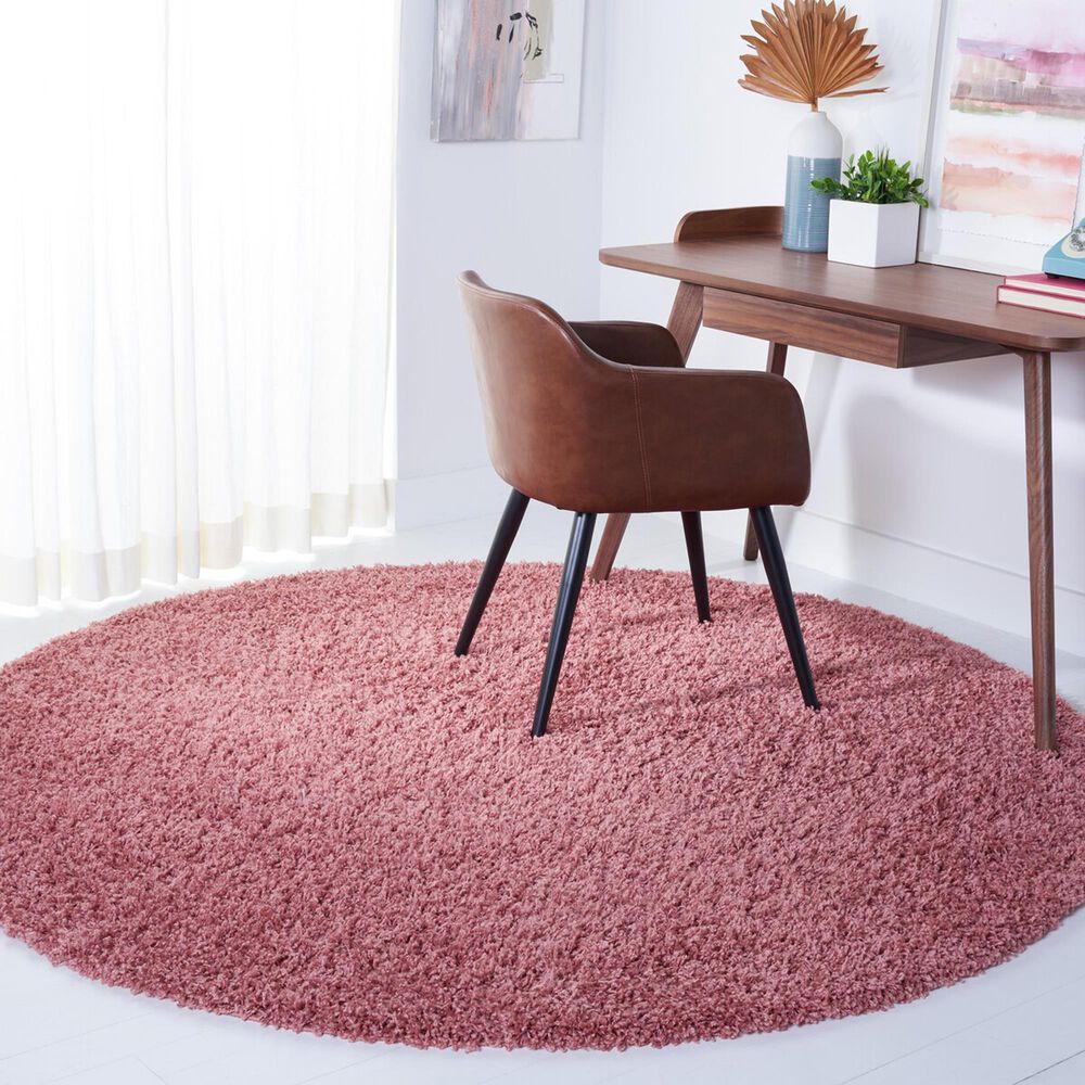 Safavieh Venus Shag 6&#39;7&quot; Round Pink Area Rug, , large