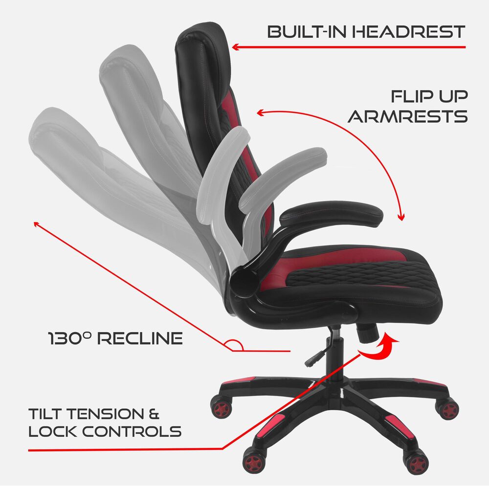 Regency Global Sourcing AON Archeus Ergonomic Gaming Chair in Black and Red, , large
