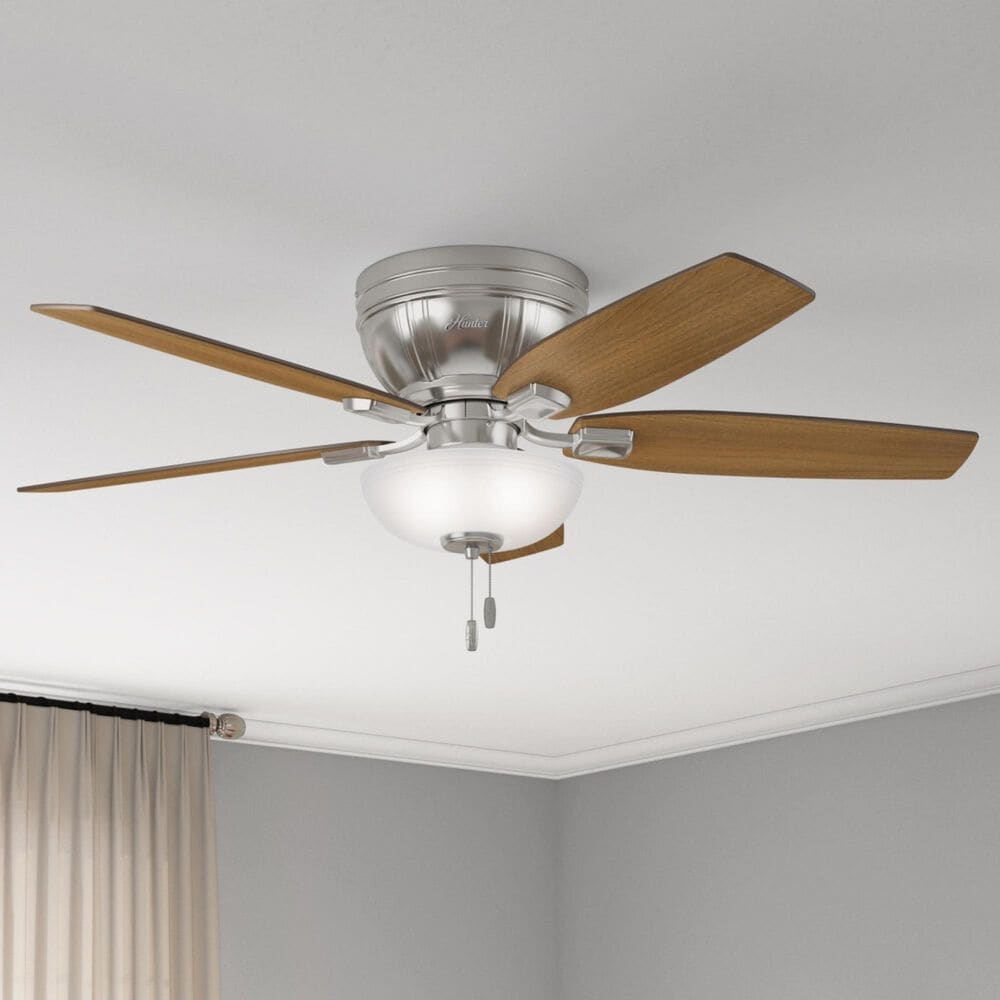 Hunter Kenbridge Low Profile 52&quot; Ceiling Fan with LED Lights in Brushed Nickel, , large