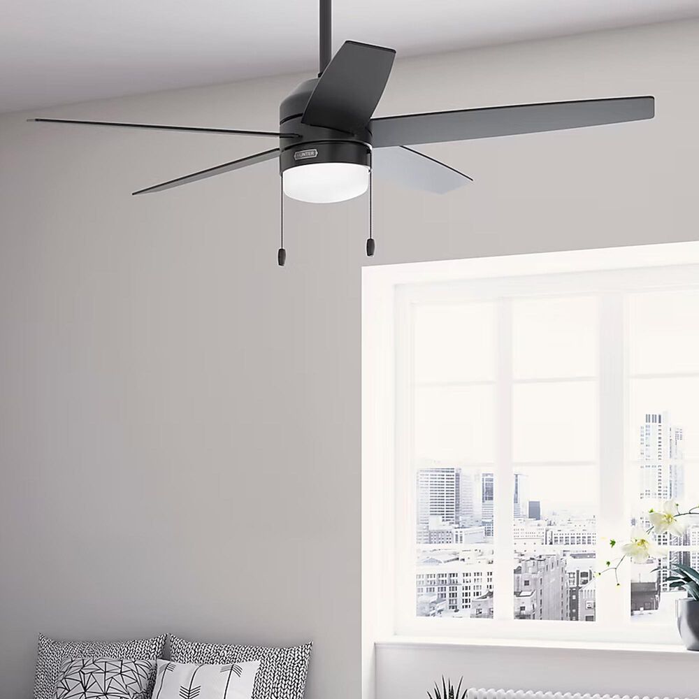 Hunter Bardot 52&quot; LED Indoor Ceiling Fan with Light in Matte Black, , large