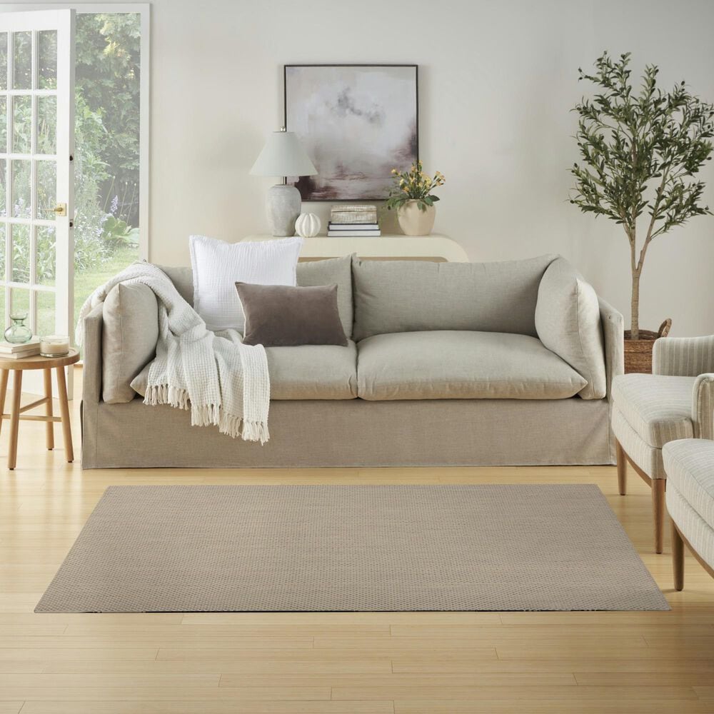 Nourison Courtyard Ivory and Silver 4&#39; x 6&#39; Indoor/Outdoor Area Rug, , large