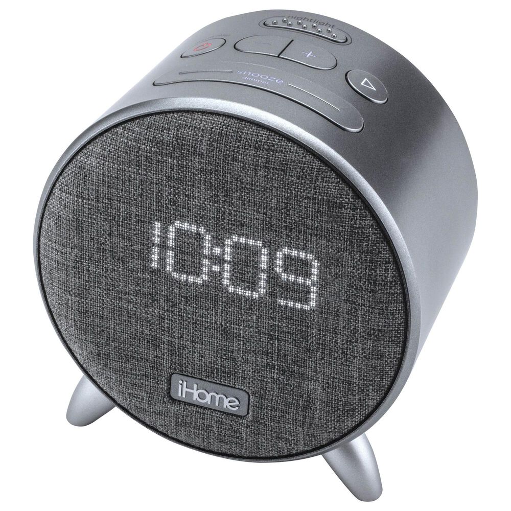 iHome Bluetooth Alarm Clock with Dual USB Charging and Ambient Light in Grey, , large