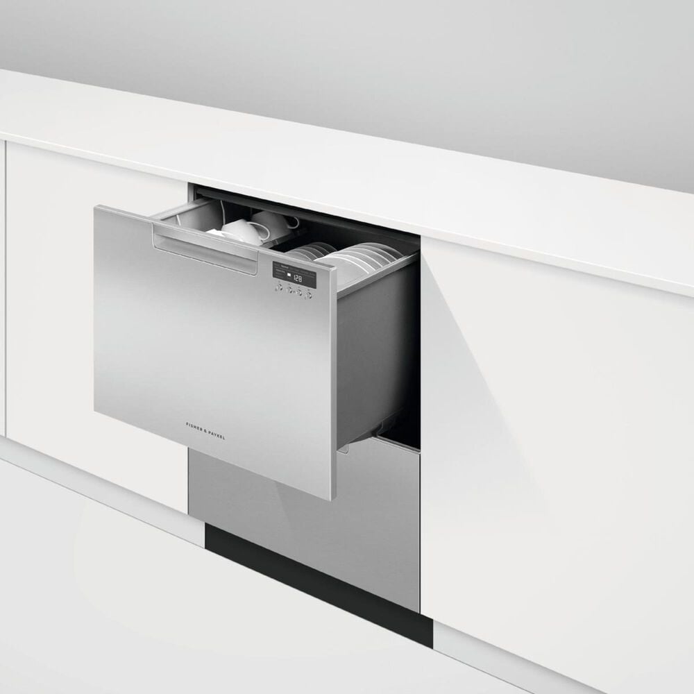 Fisher &amp; Paykel Built-In 24 Inch Full Console Double DishDrawer with Full Flex Racking In Stainless Steel, , large