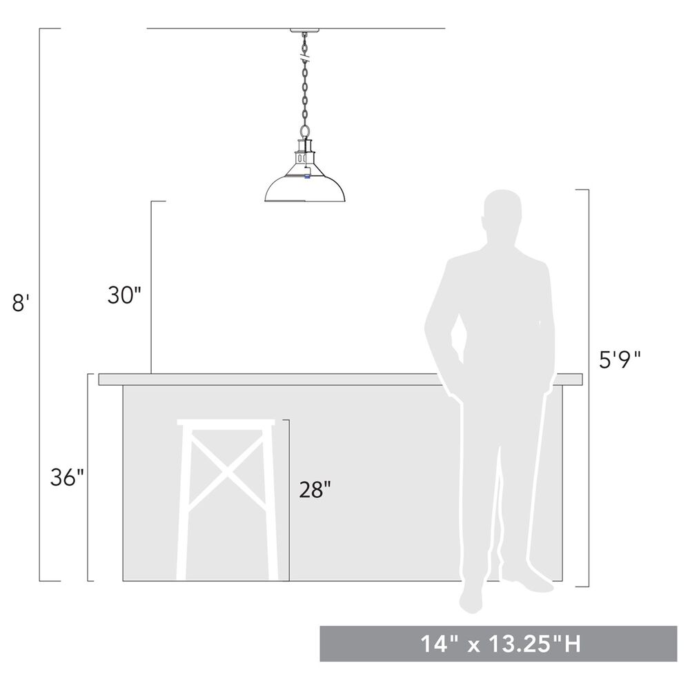 Golden Lighting Kinsley Large Pendant in Aged Galvanize Steel and Teal, , large