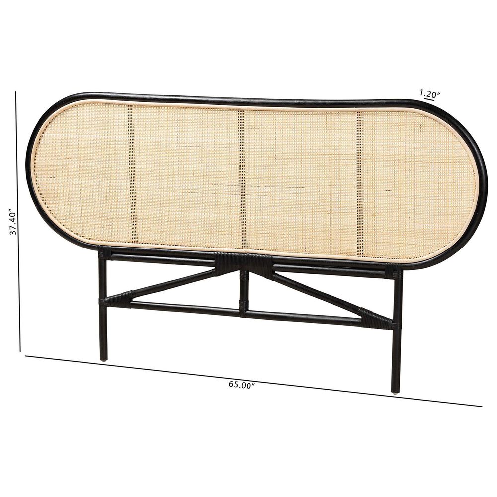 Baxton Studio Reegan Queen Panel Headboard in Black and Natural Brown, , large