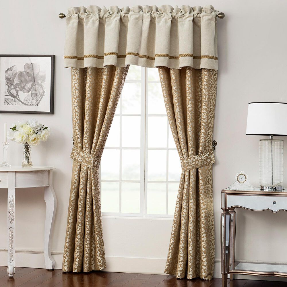 BCP Home Waterford Ansonia 84" x 50" Window Panel in Ivory and Gold (Set of 2), , large