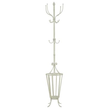 Maple and Jade 12-Hook Freestanding Coat Rack with Umbrella Storage Base in Distressed White, , large