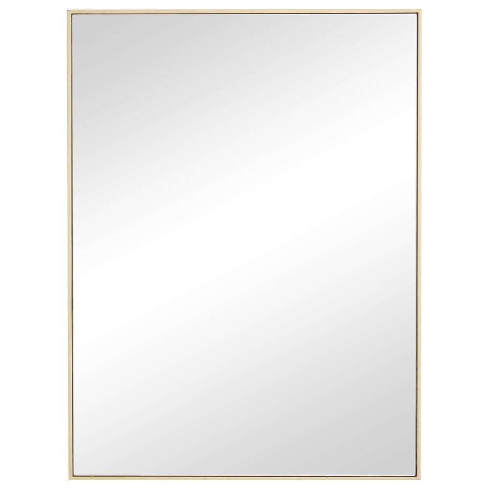 Maple and Jade 24" x 18" Rectangular Wood Wall Mirror with Thin Minimalistic Frame in Matte Gold, , large
