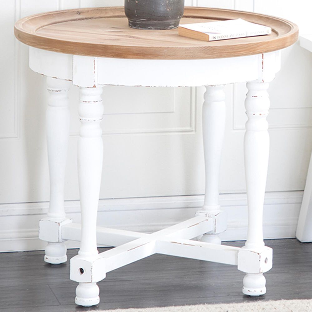 Maple and Jade Tray Top Accent Table in Vintage White and Brown, , large