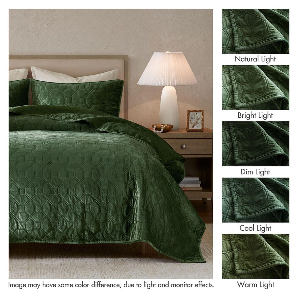 Hampton Park Harper 3-Piece Full/Queen Velvet Quilt Set in Taupe, , large