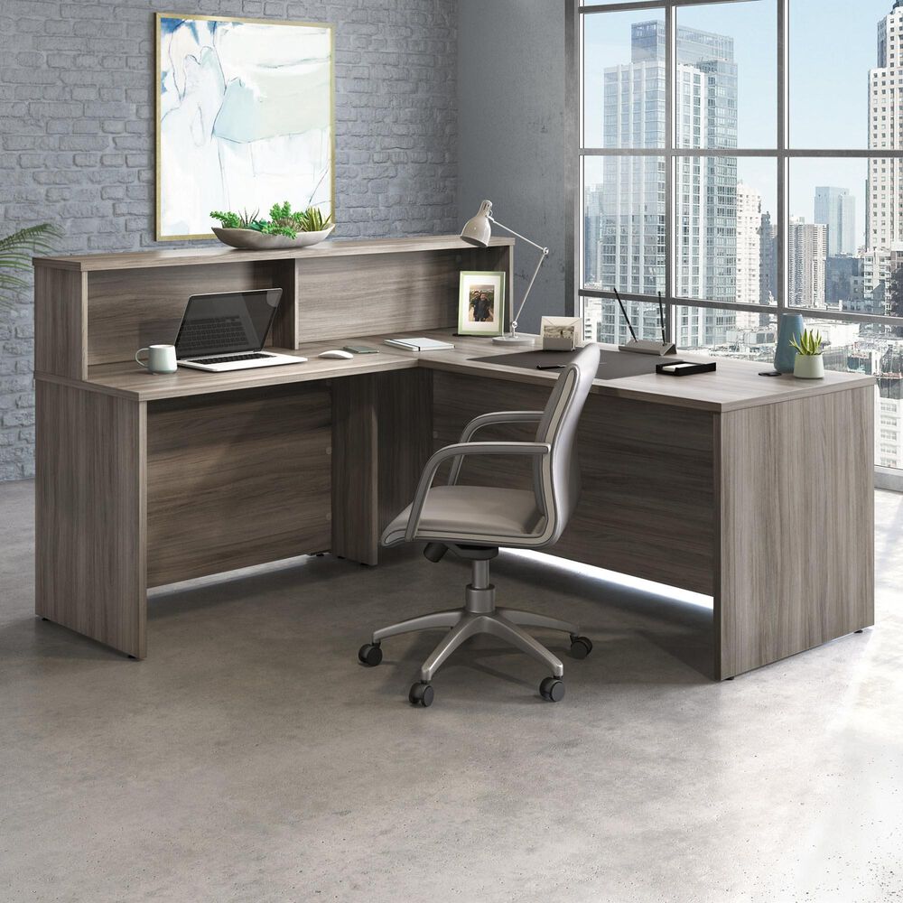 Sauder Affirm 6-Piece Commercial Office Desk Suite in Hudson Elm, , large