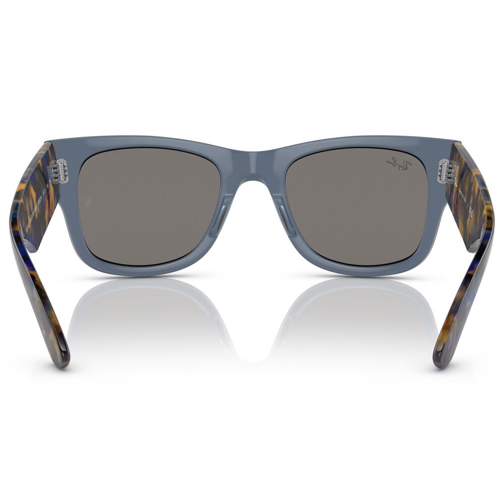 Ray-Ban Mega Wayfarer Sunglass with Blue Lenses in Polished Transparent Dark Blue, , large