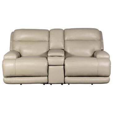 Sienna Designs Leather Power Console Reclining Loveseat / Power Headrest in Caesar Ivory, , large