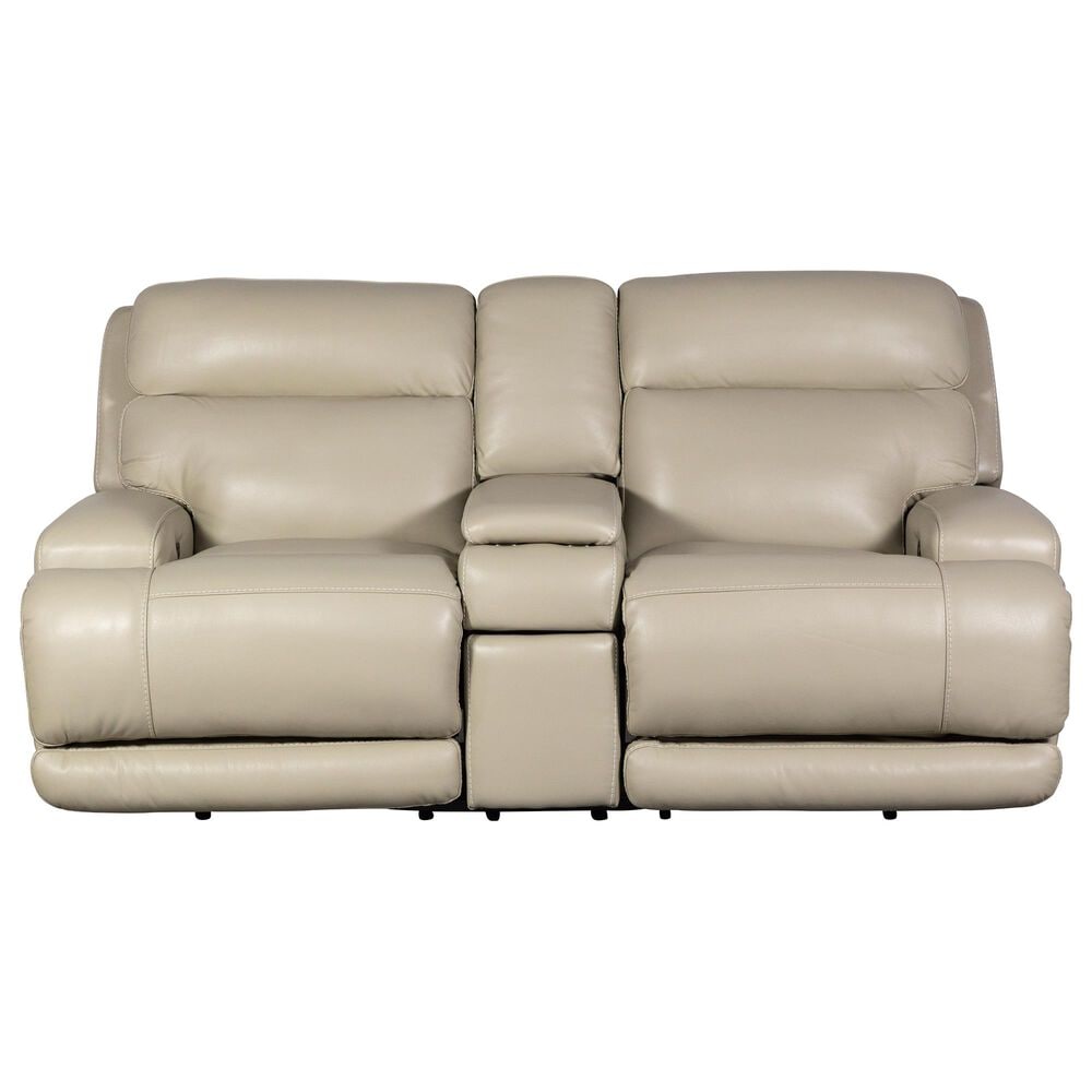 Sienna Designs Leather Power Console Reclining Loveseat / Power Headrest in Caesar Ivory, , large