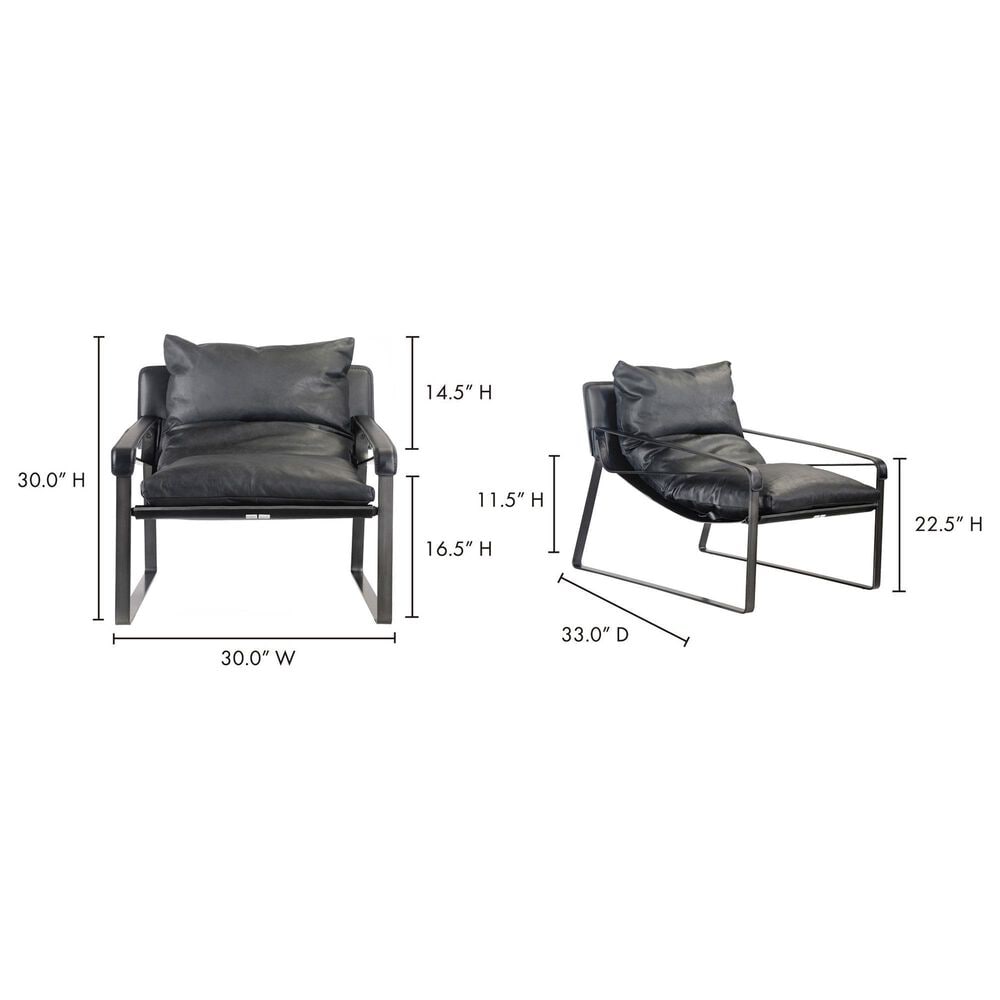 Moe&#39;s Home Collection Connor Leather Club Chair in Black, , large