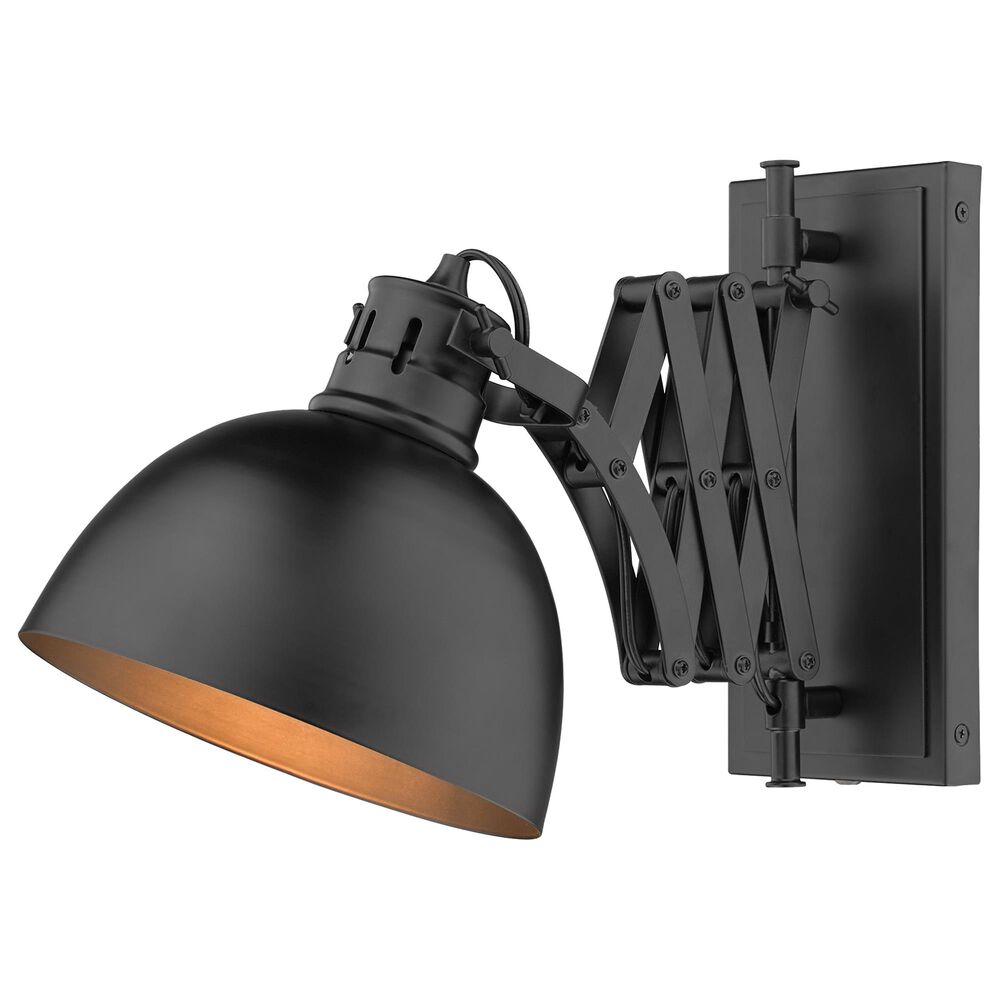 Golden Lighting Hawthorn 1-Light Wall Sconce in Matte Black, , large