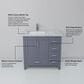 Lexora Home Jacques 36" Left Offset Single Bathroom Vanity in Dark Grey with 2 cm White Carrara Marble Top and Rectangular Sink, , large