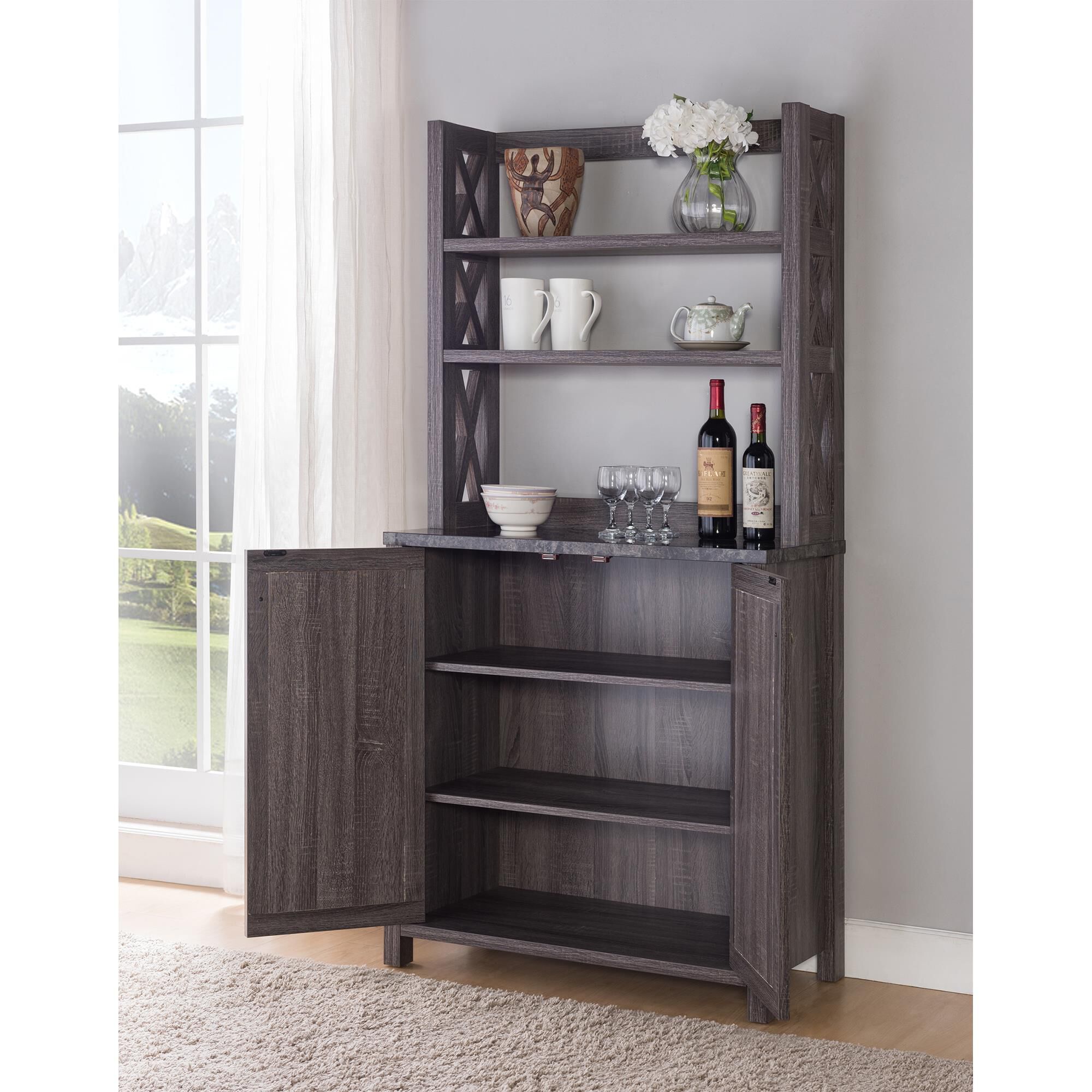 Furniture of America Minor Bakers Rack in Dark Gray NFM