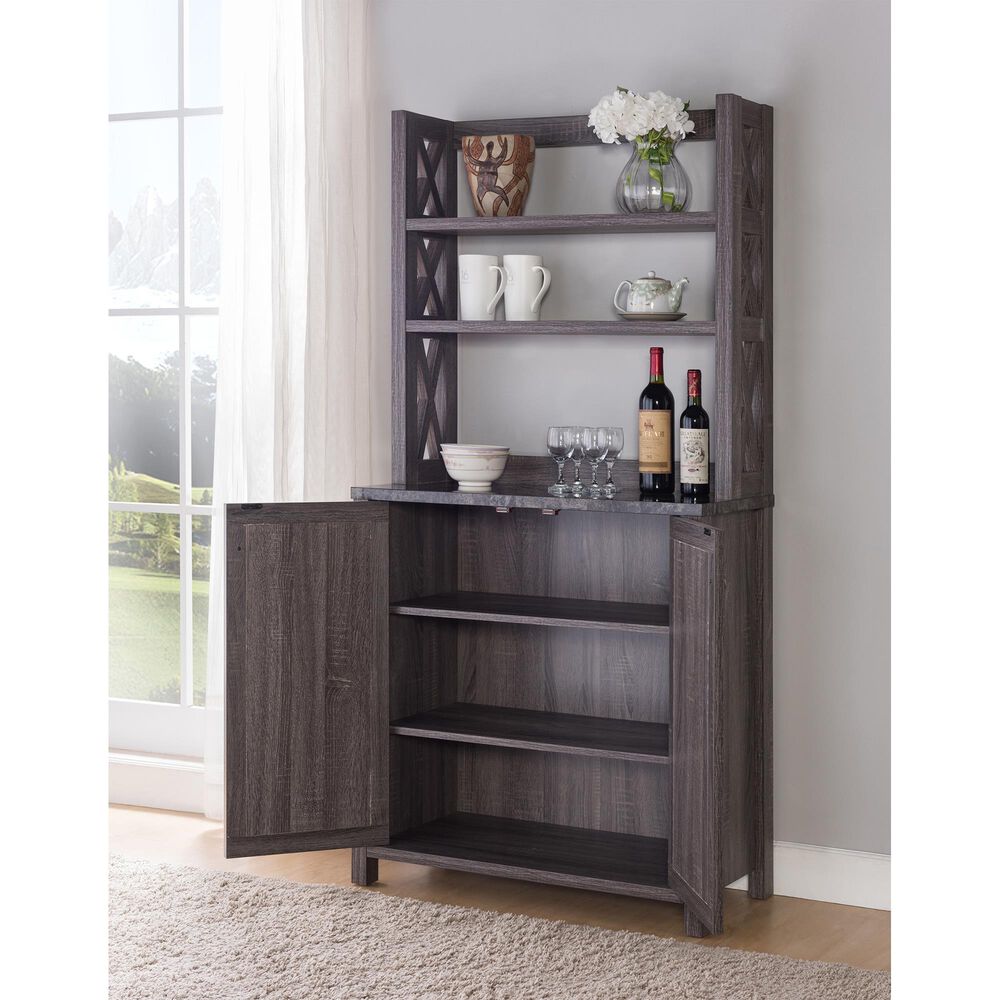 Furniture of America Minor Bakers Rack in Dark Gray, , large
