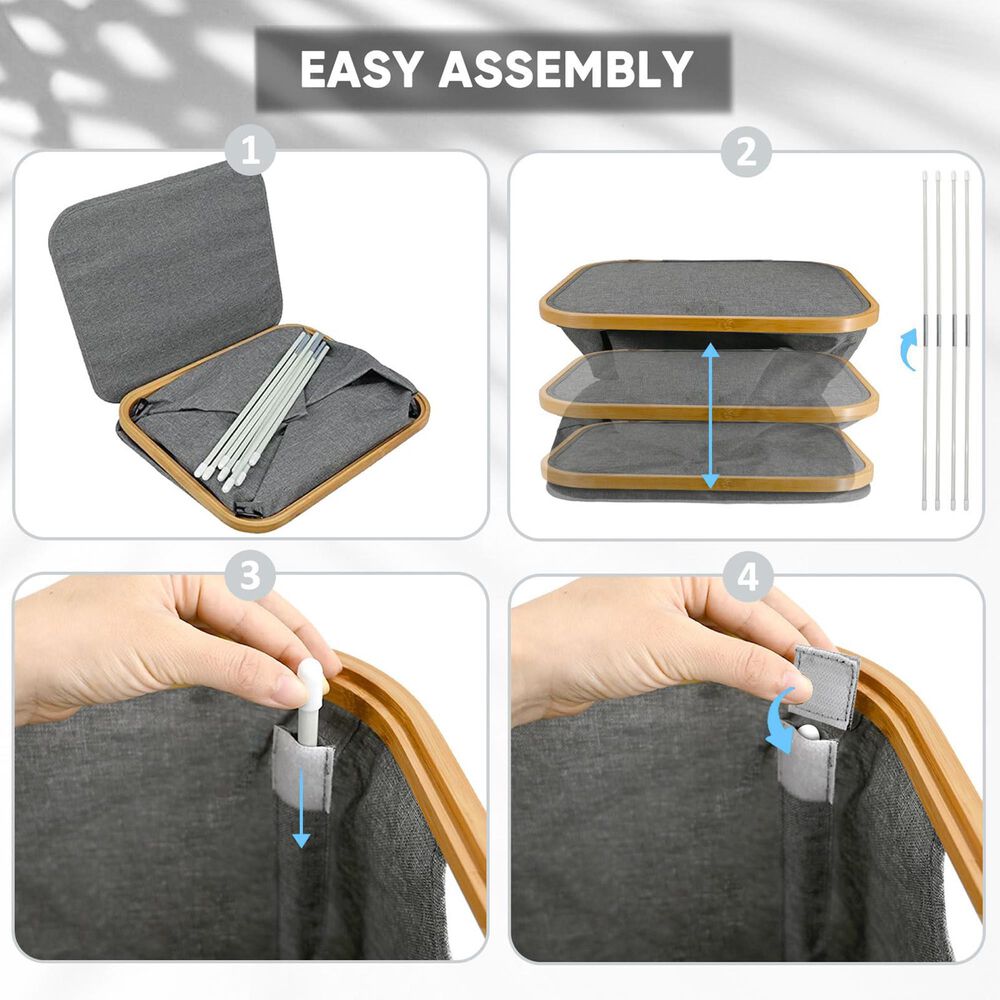 HOMLUX 26 Gallon Laundry Hamper with Lid in Grey, , large