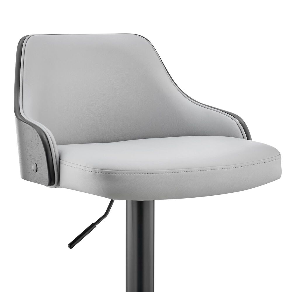Armen Living Asher Adjustable Barstool in Gray and Black, , large