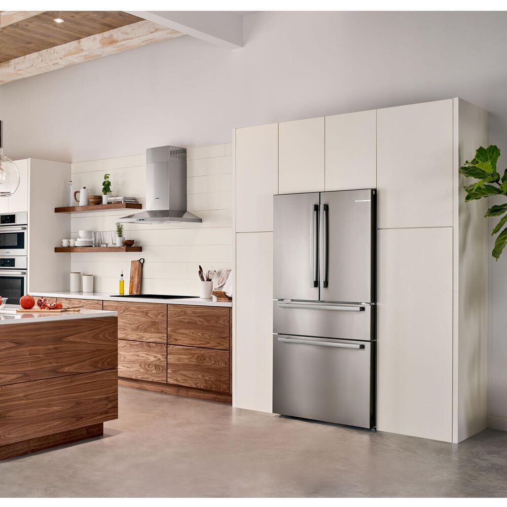 Bosch 36&quot; French 4-Door with 3 Freezer Drawers Refrigerator in Stainless Steel, , large