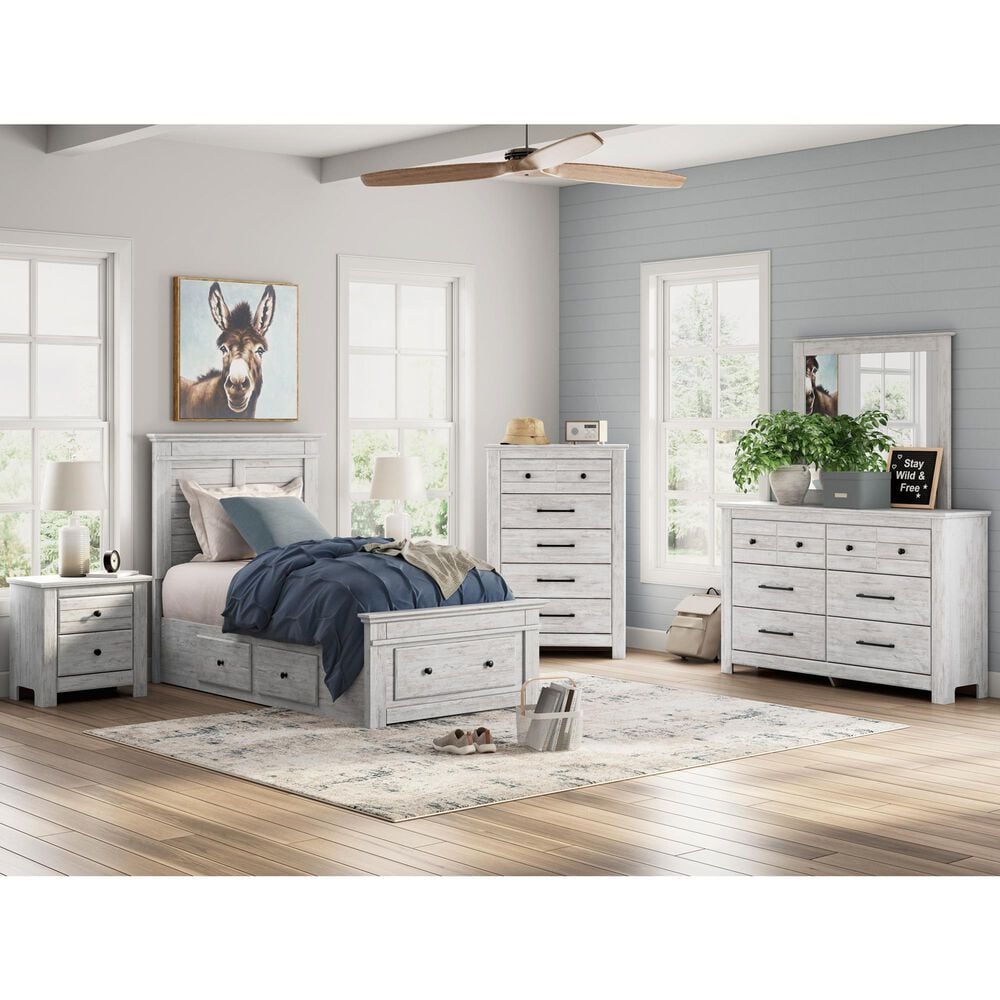 Ashley Makidern Twin Storage Bed with Five Drawers in Whitewash, , large