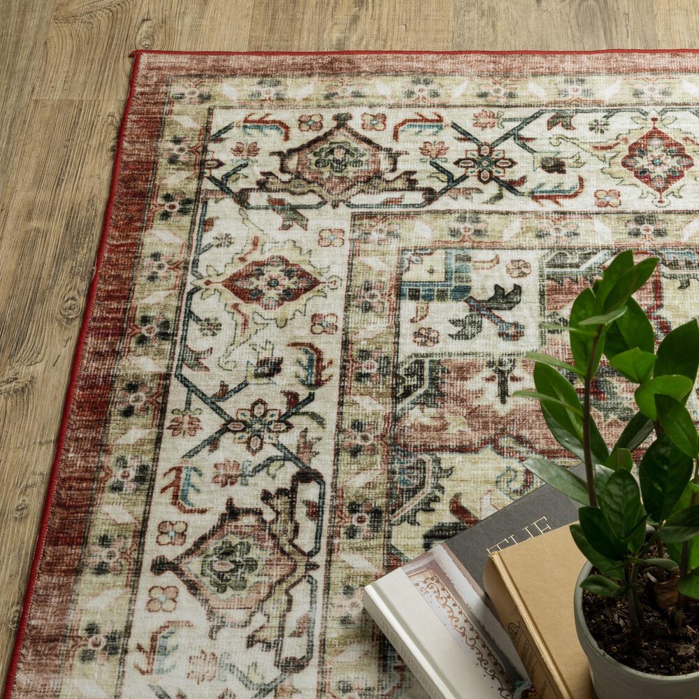 Oriental Weavers Sumter 2&#39; x 8&#39; Red and Ivory Runner, , large