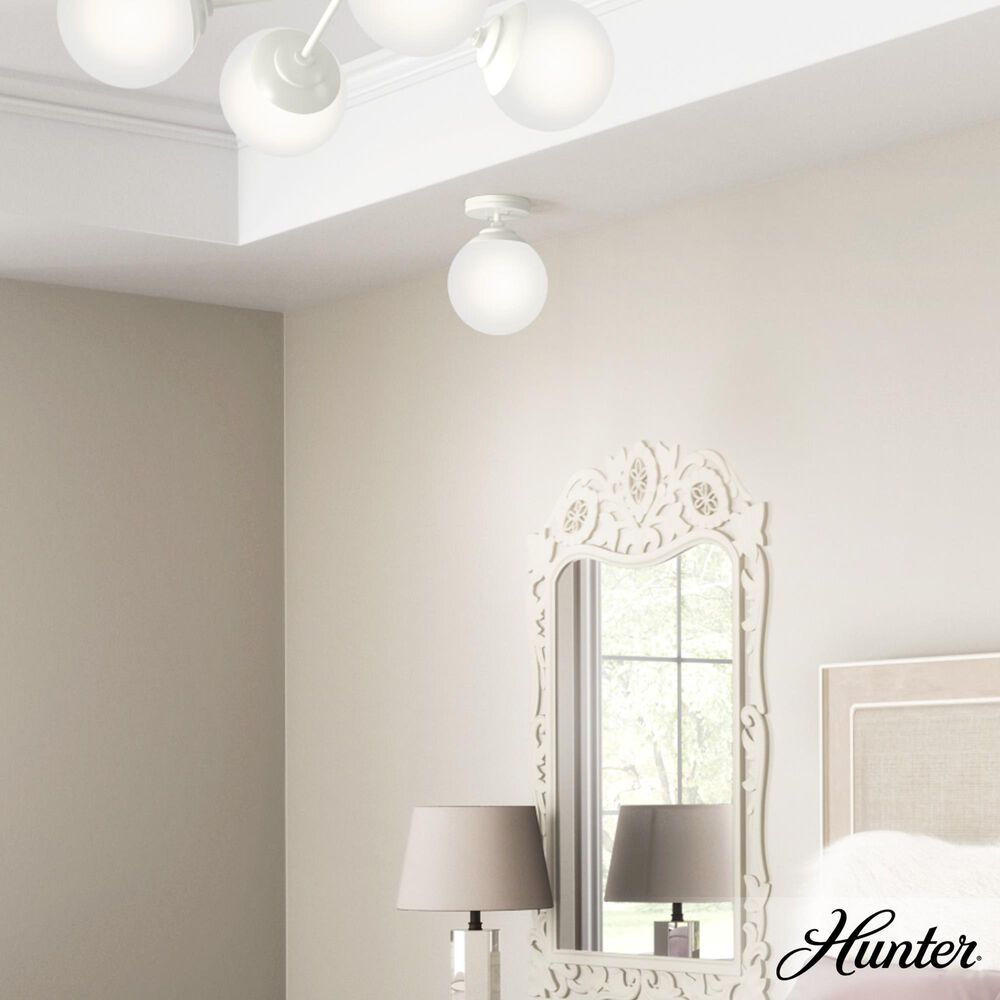 Hunter Hepburn 1-Light Semi-Flush Mount in Matte White, , large