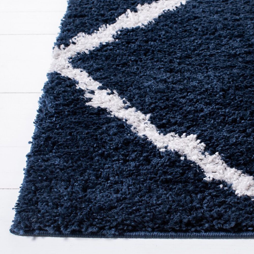 Safavieh August Shag 2&#39;2&quot; x 9&#39; Navy and Ivory Runner, , large