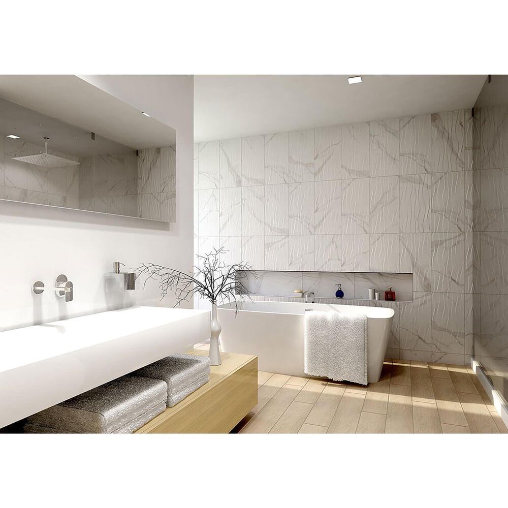 MS International Dymo Statuary Wavy White 12&quot; x 24&quot; Ceramic Tile, , large