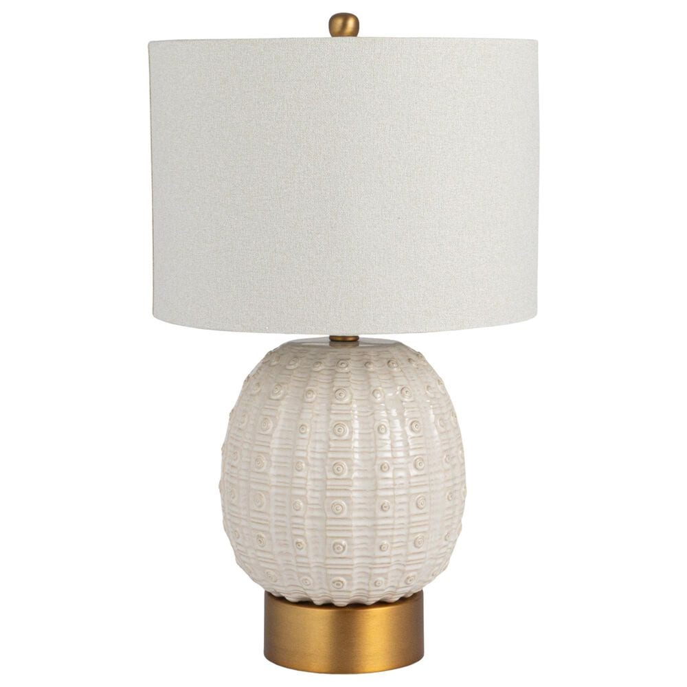 Creative Coop Adeline Stoneware Globe Table Lamp in Cream and Brass, , large