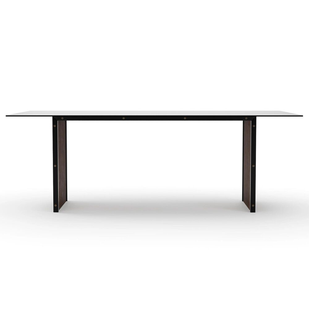 Caracole Pinstripe Dark Dining Table in Dark Chocolate, Rich Walnut and Smoked Bronze - Table Only, , large