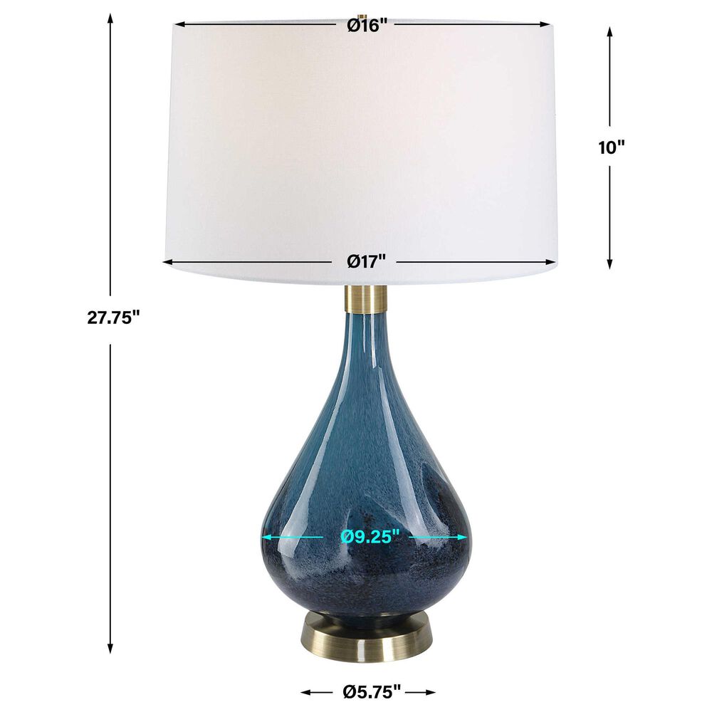 Uttermost Riviera Table Lamp in Blue and Antique Brass, , large