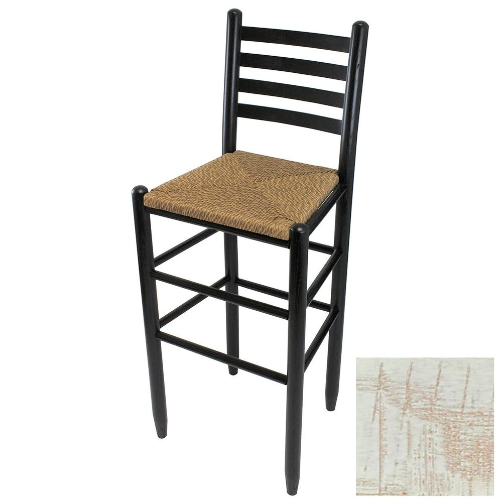 Lakeside Asheville Ladderback Barstool in Woodleaf White, , large