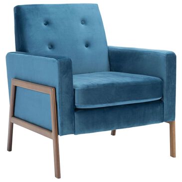 Safavieh Dilan Accent Chair in Prussian Blue Velvet, , large