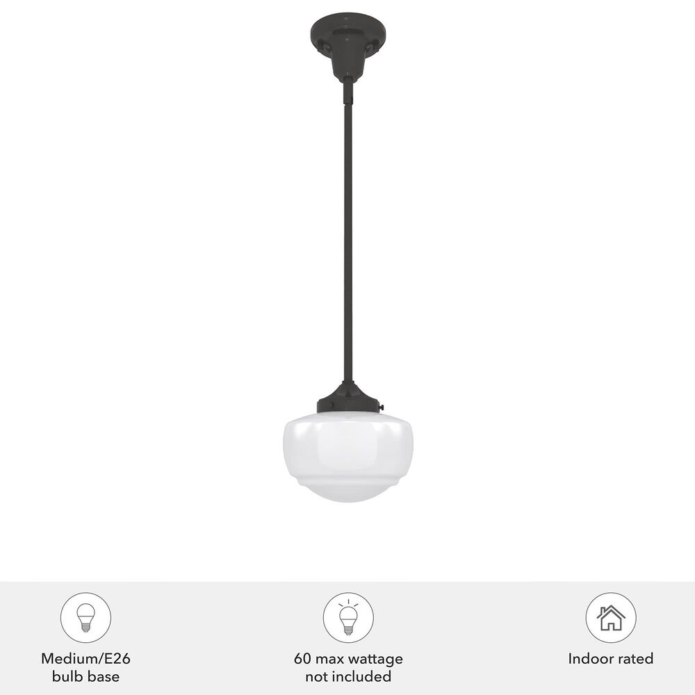 Hunter Saddle Creek 1-Light Mini Pendant with Shiny Cased White Glass in Noble Bronze, , large