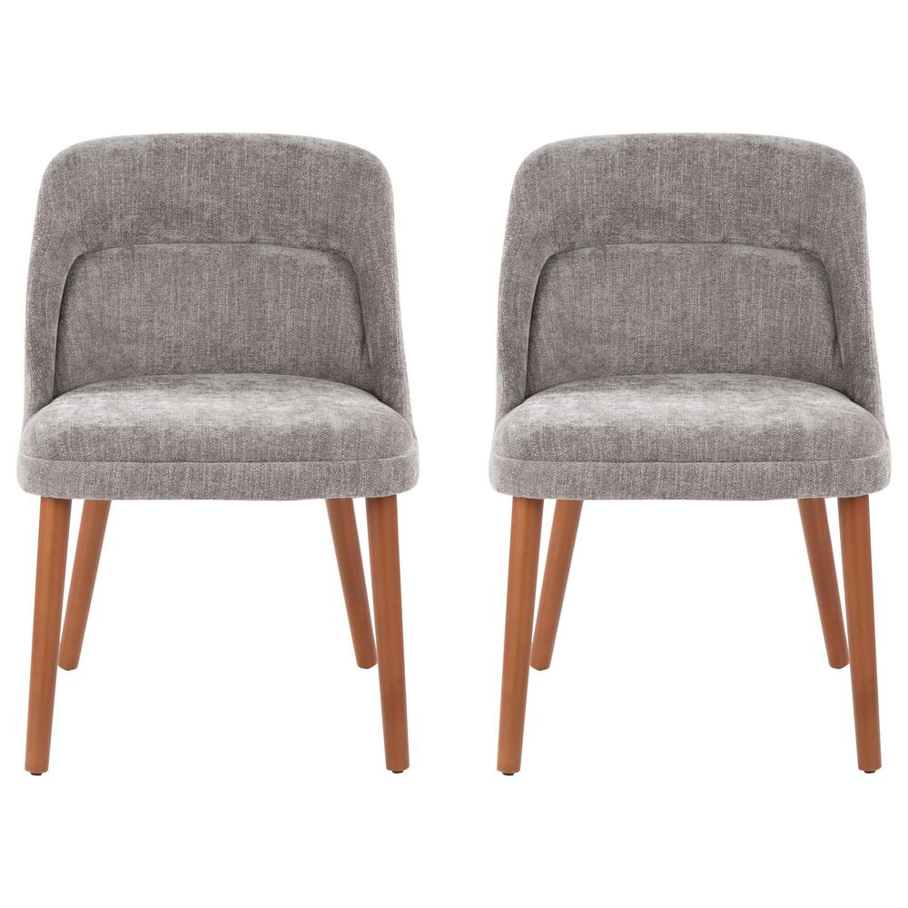 Lumisource Rina Side Chair with Grey Cushion in Walnut (Set of 2), , large