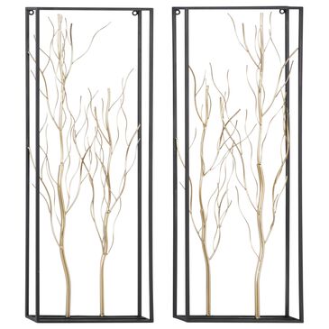 Maple and Jade 36" x 13" Tree Branch Wall Decor in Gold (Set of 2), , large