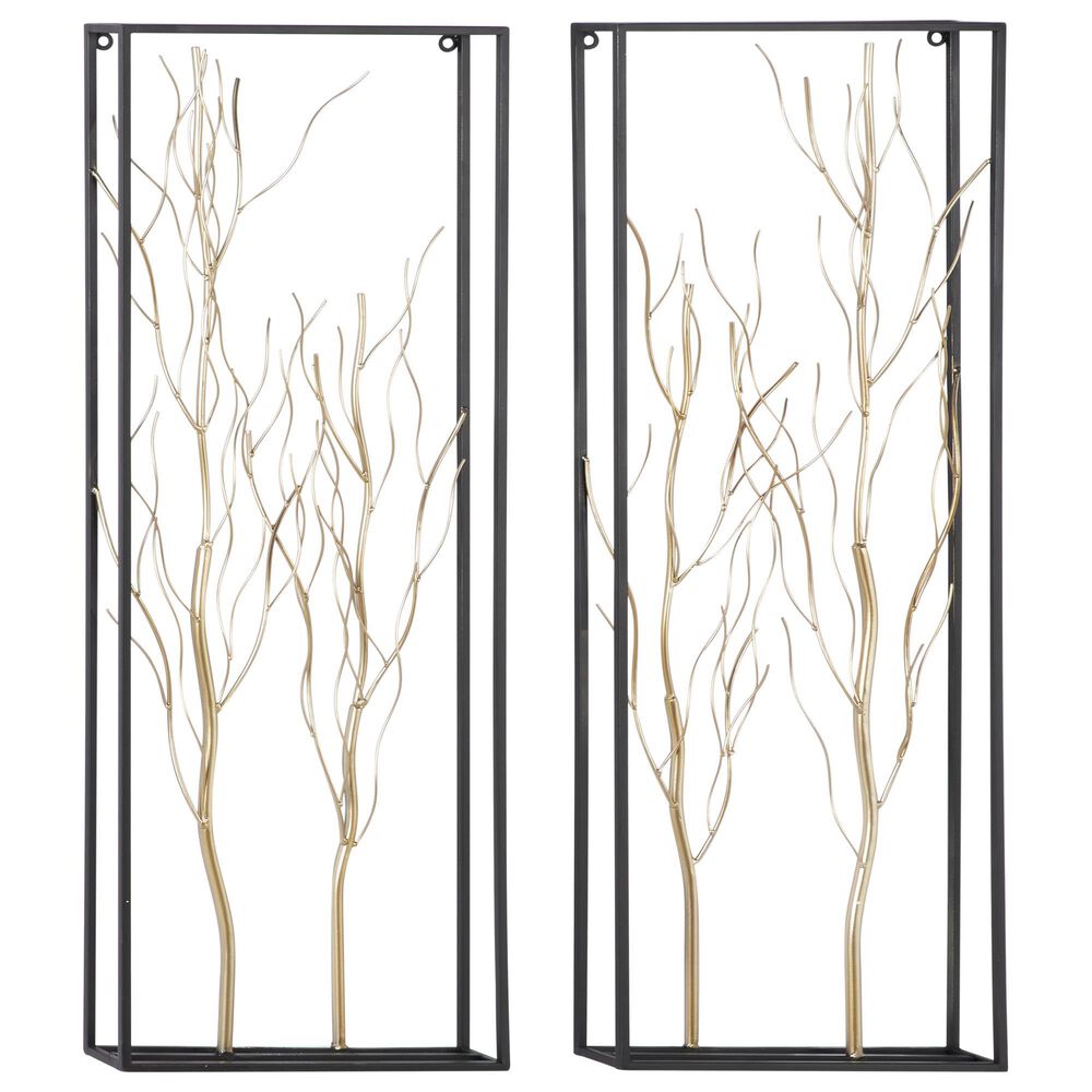 Maple and Jade 36" x 13" Tree Branch Wall Decor in Gold (Set of 2), , large