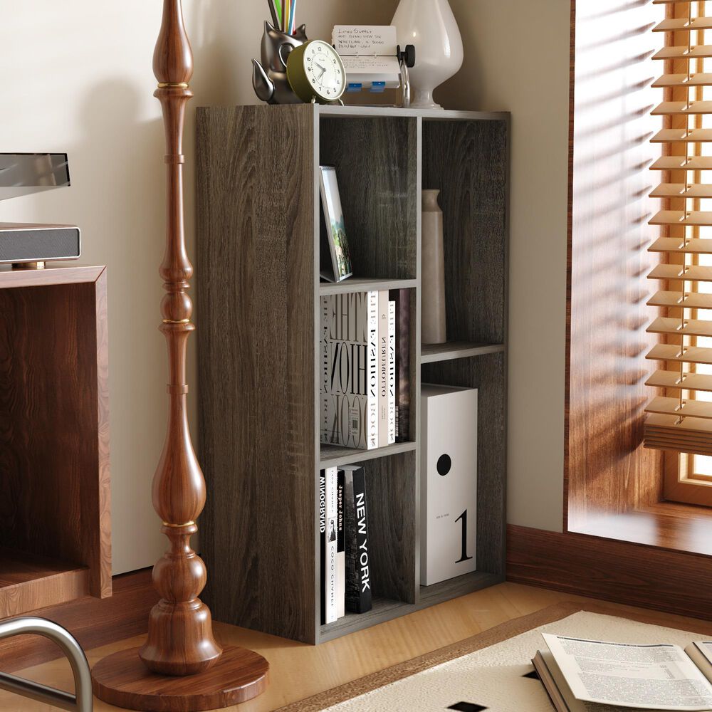 HOMLUX 5-Cube Reversible Storage Bookshelf in French Oak, , large