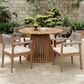Hearth and Haven 5-Piece Outdoor Dining Set with Cream Cushion in Light Teak, , large