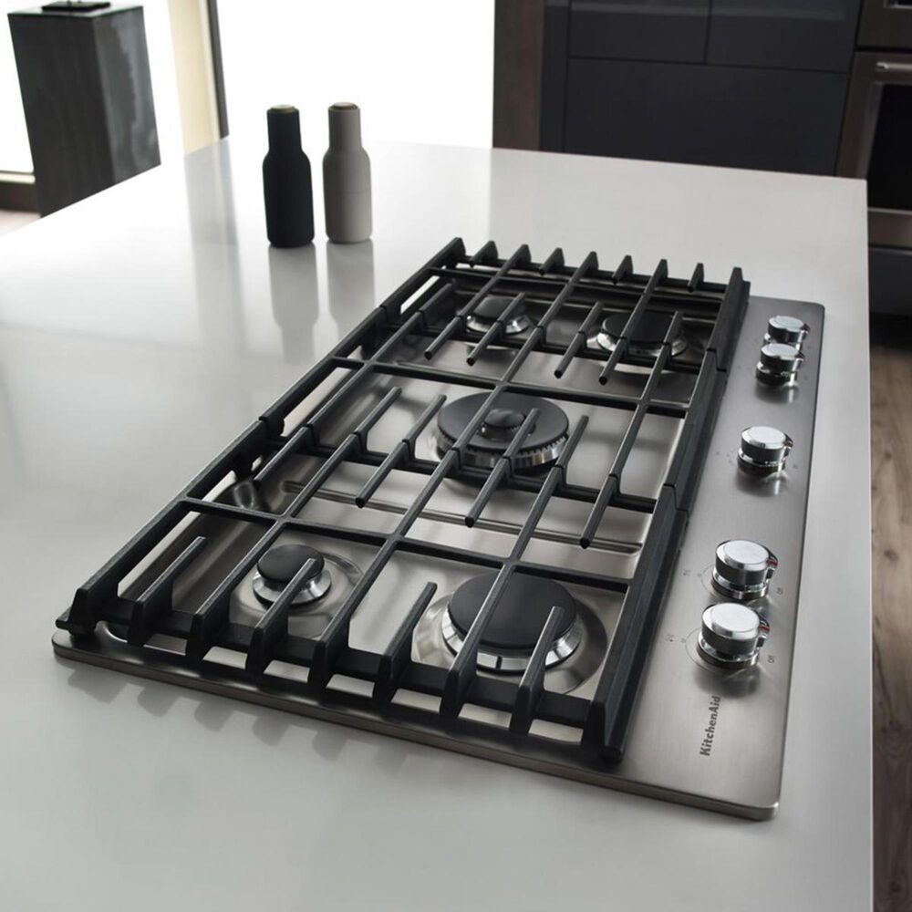 KitchenAid 36&#39;&#39; 5-Burner Gas Cooktop with Griddle, , large