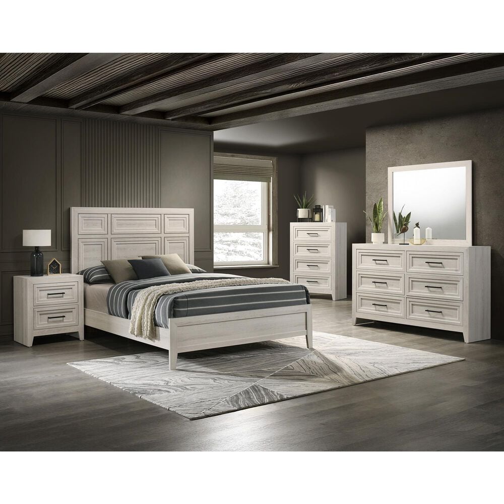 Crown Mark Lorraine 4-Piece King Bedroom Set in White, , large