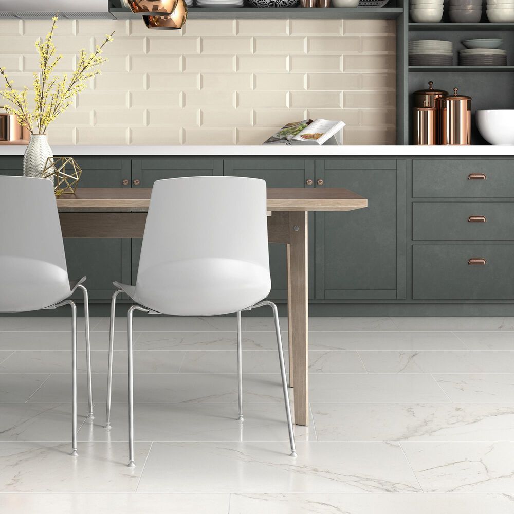Marazzi Classentino Marble Palazzo White 12&quot; x 24&quot; Porcelain Tile, , large