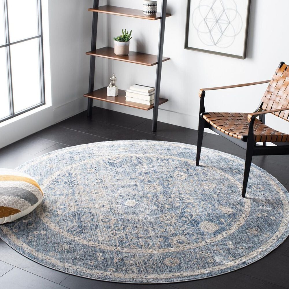 Safavieh Dream DRM402J 6&#39;7&quot; Round Grey and Turquoise Area Rug, , large