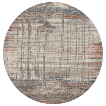 Nourison Rustic Textures Grey and Multicolor 5"3" Round Area Rug, , large