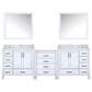 Lexora Home Coraline 92" Double Bathroom Vanity in Dark Grey with White Carrara Marble Top, Rectangular Sinks and 34" Mirrors, , large