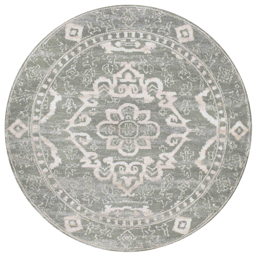 Radici USA Castle 3790 6"7" Round Light Green Area Rug, , large