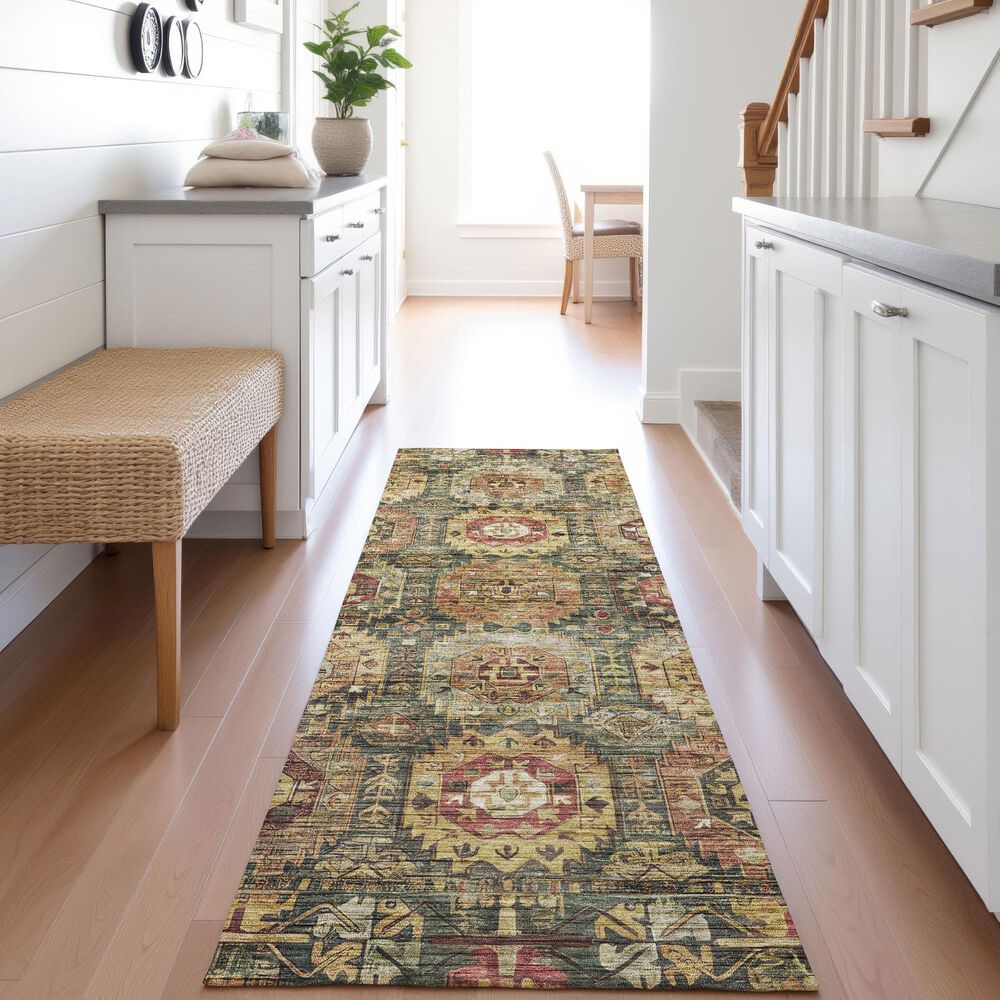 Dalyn Rug Company Silk Road Fern, Olive, Copper, Gold, Paprika, Ivory and Beige 2&#39;3&quot; x 7&#39;6&quot; Runner, , large